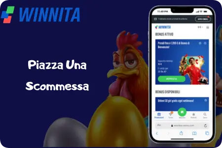 interfaccia per piazza una scommessa con bonus attivo su Winnita